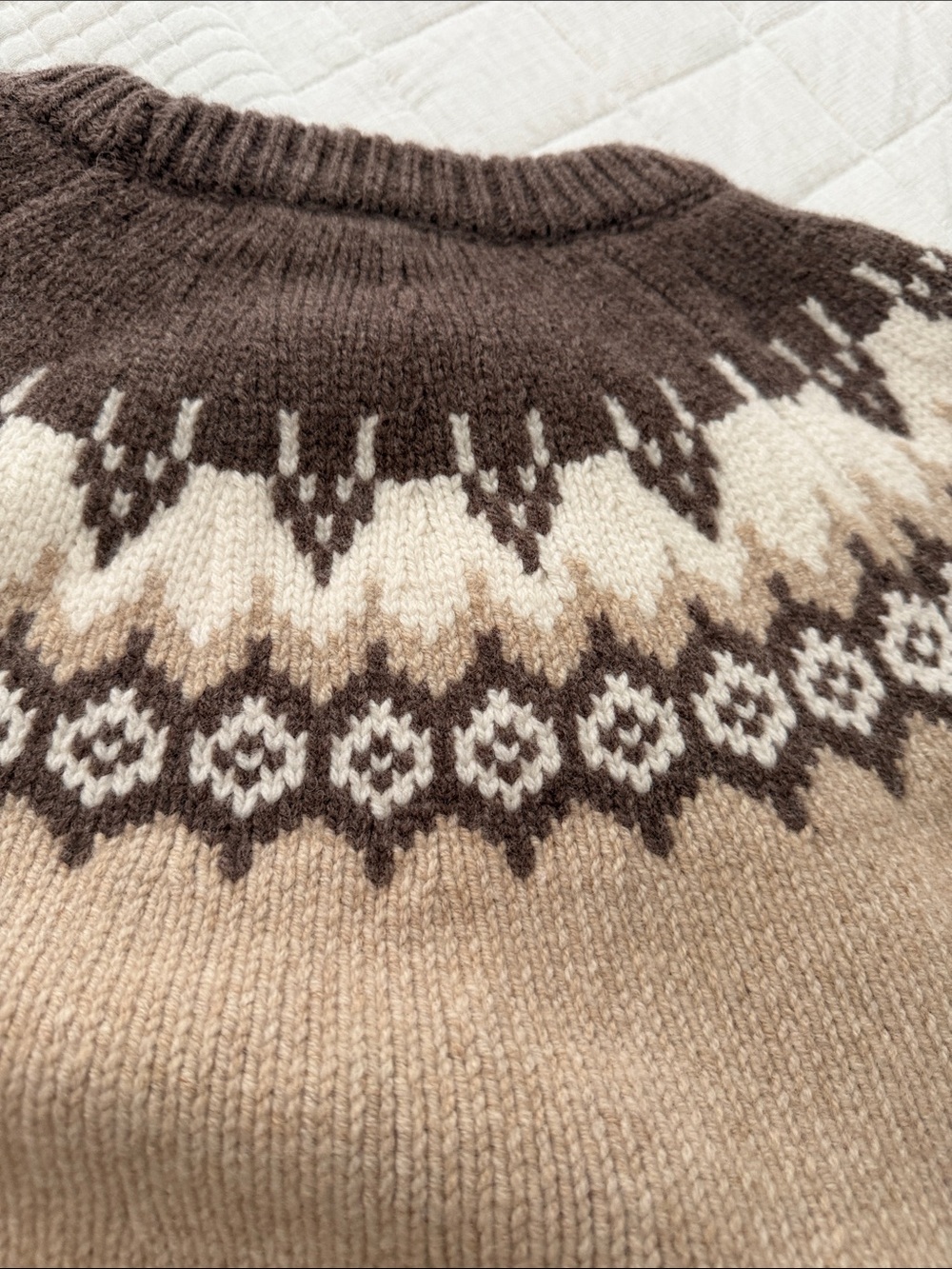 rag & bone Brown and Cream Fair Isle Crewneck Sweater - Picture 9 of 10